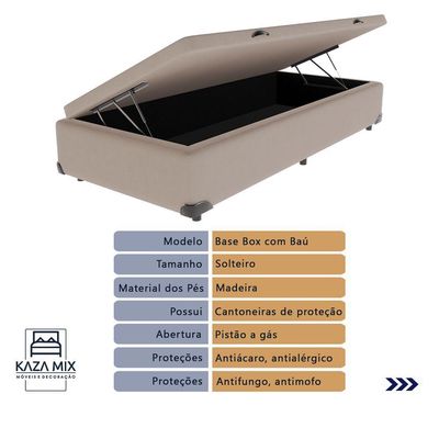 Cama Baú Solteiro Bege+colchão Airtech Molas Ortobom