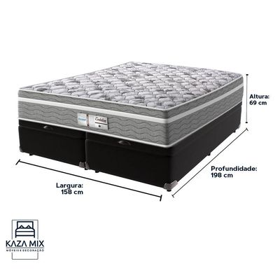 Cama Box Baú Preto E Colchão Queen Evolution Probel