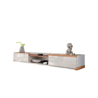 Bancada Suspensa Atlas 1.8 Suporte P/ Decoração E Eletrônicos Off White Perolizado/jequitiba