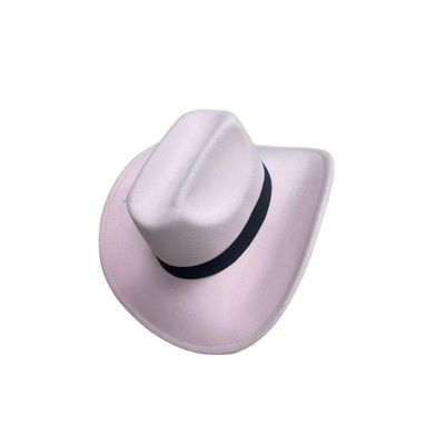 Chapéu De Vaqueiro Ocidental Do Vintage Aba Larga Cavalheiro Jazz Chapéus Cowgirl E Cowboy Cor:rosa