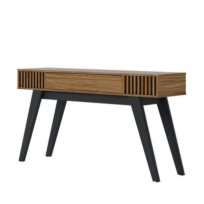 Aparador Decorativo 136cm Ripado com Gaveta Itacaré Noce/Preto G73 - Gran Belo