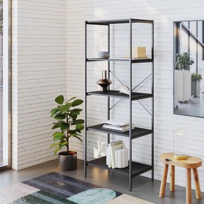 Estante C/05 Prateleiras 152x60x33cm Tub Tueh1565 Preto ônix - Est.preta Preto ônix / Est.preta