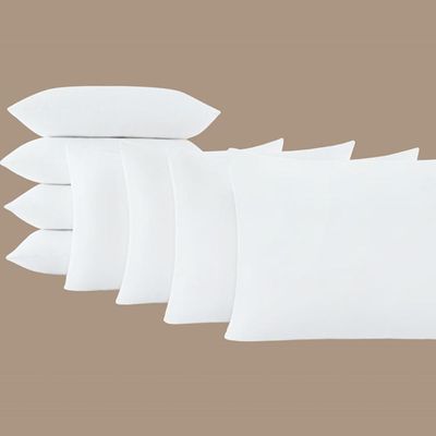 Kit 8 Travesseiros 50x70cm Antialérgico Lavável Fibra Siliconada Macio Confort - feito na cor Branco