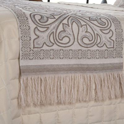Kit Peseira Grécia 5 Peças King 60% Algodão 40% Poliéster Tecido Jacquard Acompanha Almofadas Cheias - Cáqui