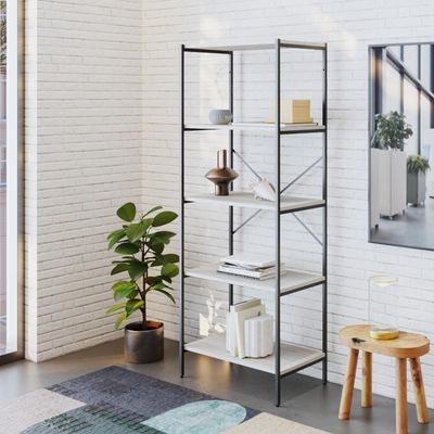 Estante C/05 Prateleiras 152x60x33cm Tub Tueh1565 Snow - Est.preta Snow / Est.preta