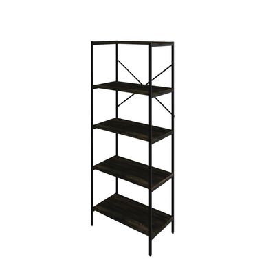Estante C/05 Prateleiras 152x60x33cm Tub Tueh1565 Carvalho Dark - Est.preta Carvalho Dark / Est.preta