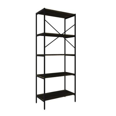 Estante C/05 Prateleiras 152x60x33cm Tub Tueh1565 Carvalho Dark - Est.preta Carvalho Dark / Est.preta