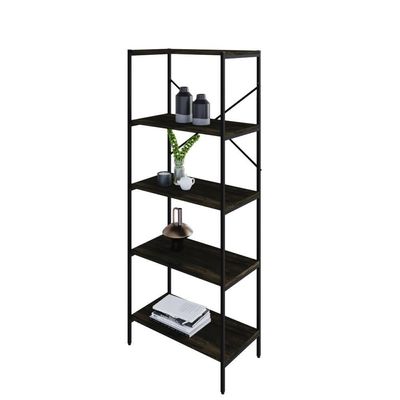 Estante C/05 Prateleiras 152x60x33cm Tub Tueh1565 Carvalho Dark - Est.preta Carvalho Dark / Est.preta