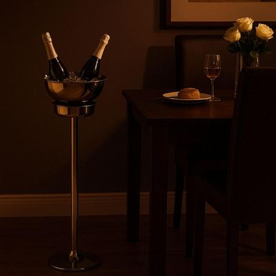 Suporte Inox Para Balde Gelo Arienzo 20x60,5cm Brinox Champagne Jantar Recepção Bar