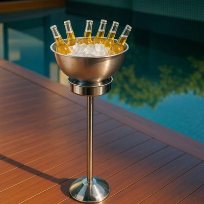 Suporte Inox Para Balde Gelo Arienzo 20x60,5cm Brinox Champagne Jantar Recepção Bar