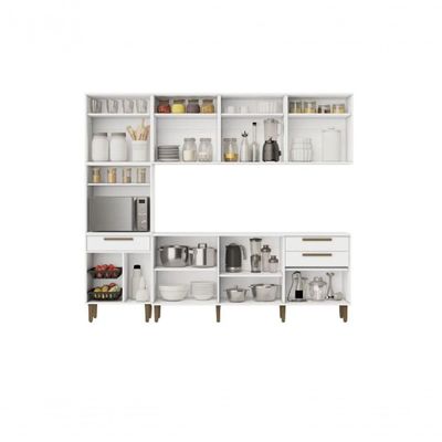 Cozinha Lorena 14 Portas Fruteira Kaiki Móveis -branco