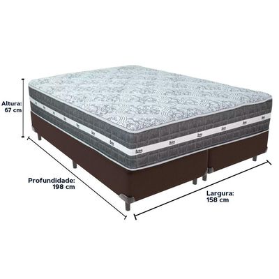 Cama Box Marrom E Colchão Black Graphite Molas Ensacadas Queen 158x198x32