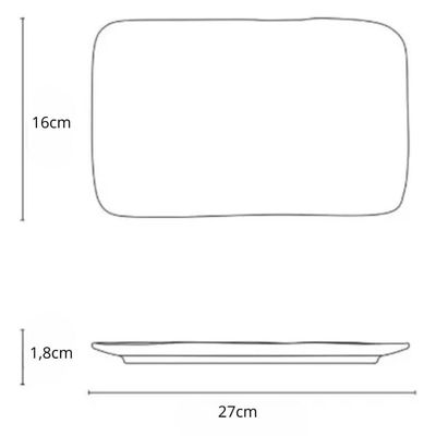 Kit Travessas 18x14cm e 27x17cm Preto Matte Cerâmica Porto Brasil Servir Sushi