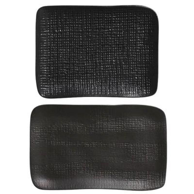 Kit Travessas 18x14cm e 27x17cm Preto Matte Cerâmica Porto Brasil Servir Sushi