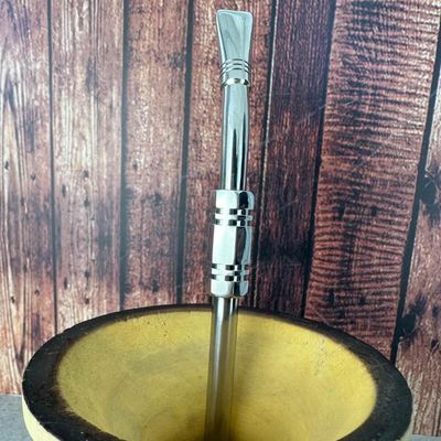 Bomba Chimarrão Inox 25cm Anel Sextavado Rosca Mil Furos Bortonaggio