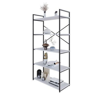 Estante C/05 Prateleiras 152x80x33cm Yon Branco Tx/est.preta Branco Tx/est.preta