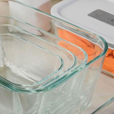 Pote De Vidro com Tampa Hermética 2,4L Mantimento Fresh Lock Ou Branco Forno Microondas Branco