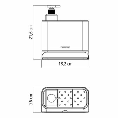 Dispenser Porta Esponja e Detergente Tramontina Inox Plurale Organizador de Pia Cozinha Plástico