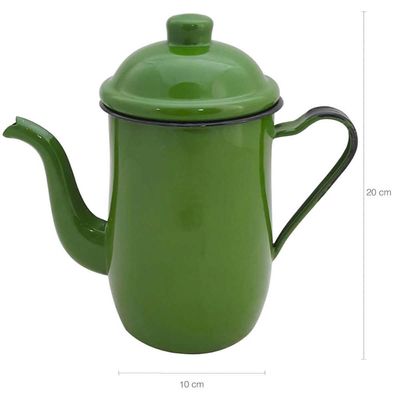 Kit Bule De Café E Chá Com 6 Xícaras e Pires Aço Esmaltado Verde