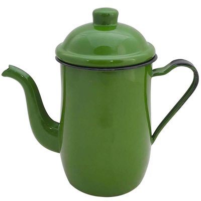 Kit Bule De Café E Chá Com 6 Xícaras e Pires Aço Esmaltado Verde