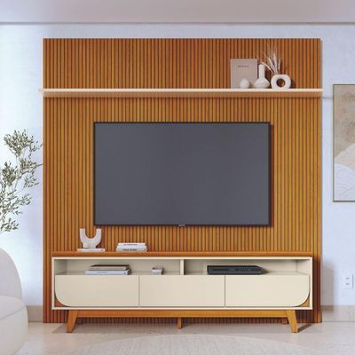 Kit Luna Painel E Rack Com Painel Cinamomo-off-white