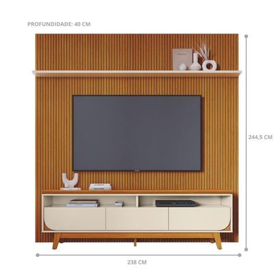 Kit Luna Painel E Rack Com Painel Cinamomo-off-white