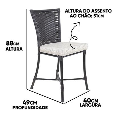 Conjunto 4 Cadeiras Angra E Mesa De Jantar Haiti Em Alumínio Tabaco