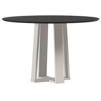 Mesa De Jantar 120 Cm Isabela Com Vidro Off White Preto – New Ceval