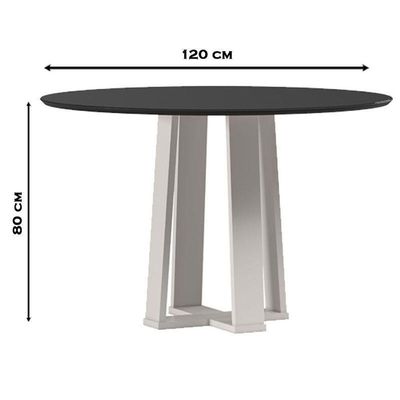 Mesa De Jantar 120 Cm Isabela Com Vidro Off White Preto – New Ceval