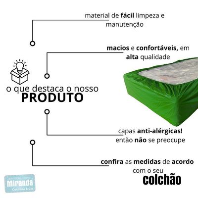 Capa Protetora Impermeável Hospitalar P/ Colchão Lençol Elástico Solteiro 88x188x20cm - Verde Bandeira