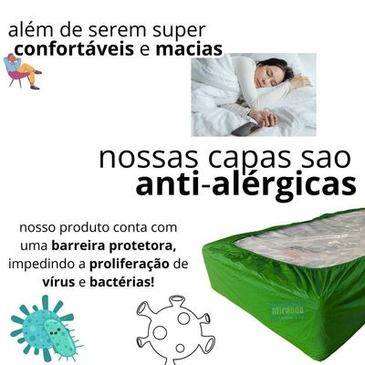 Capa Protetora Impermeável Hospitalar P/ Colchão Lençol Elástico Solteiro 88x188x20cm - Verde Bandeira