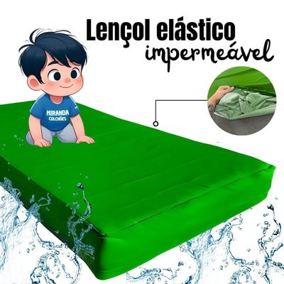 Capa Protetora Impermeável Hospitalar P/ Colchão Lençol Elástico Solteiro 88x188x20cm - Verde Bandeira