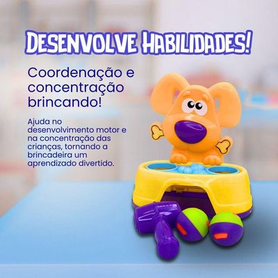 Brinquedo Bate Dog Com 2 Bolinhas E Martelo Para Aprimorar A Coordenação Motora