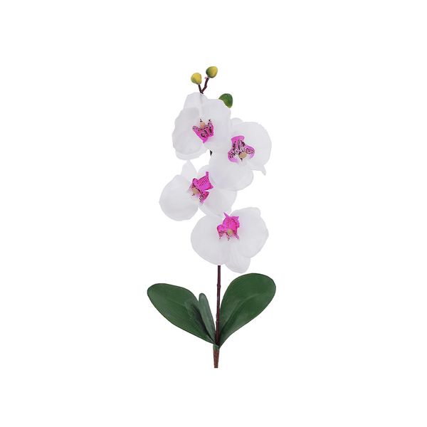 Haste de Orquídea Grillo em Cetim Branca 45x13cm Haste de Orquídea Grillo em Cetim Branca 45x13cm