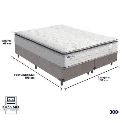 Cama Box Cinza E Colchão Amsterdã Molas Ensacadas Queen Probel