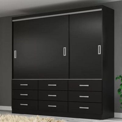Guarda Roupa Casal Isabela 03 Portas 09 Gavetas - Black