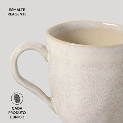 Caneca 273ml Cerâmica Porto Brasil Xícara de Chá Orgânica Avant Garde Off White Avulsa