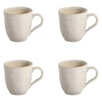 Conjunto 4 Canecas 273ml Cerâmica Porto Brasil Xícaras Resistentes Off White