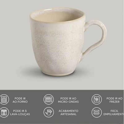 Conjunto 4 Canecas 273ml Cerâmica Porto Brasil Xícaras Resistentes Off White