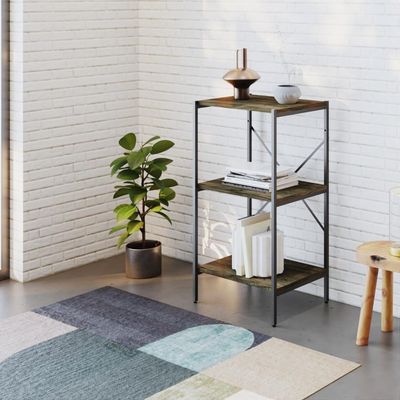 Estante C/03 Prateleiras 84x45x33cm Tub Tueh843 Carvalho Dark - Est.preta Carvalho Dark / Est.preta