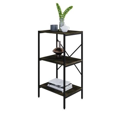 Estante C/03 Prateleiras 84x45x33cm Tub Tueh843 Carvalho Dark - Est.preta Carvalho Dark / Est.preta