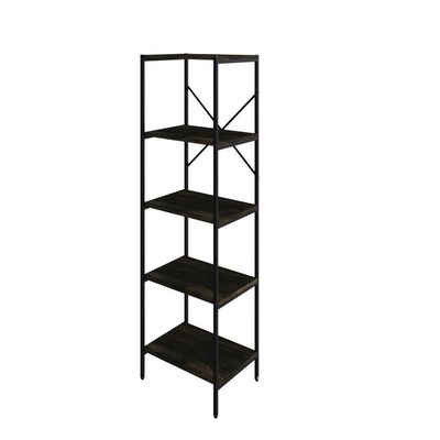 Estante C/05 Prateleiras 152x45x33cm Tub Tueh1545 Carvalho Dark - Est.preta Carvalho Dark / Est.preta