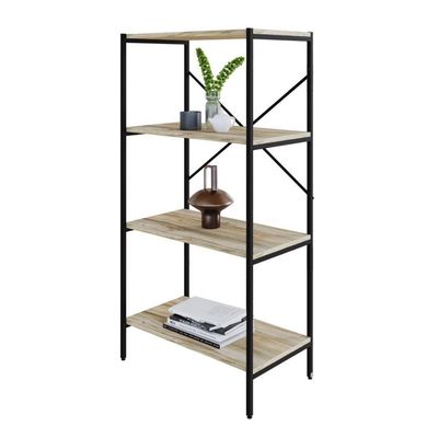 Estante C/04 Prateleiras 118x60x33cm Tub Tueh1164 Carvalho - Est.preta Carvalho / Est.preta