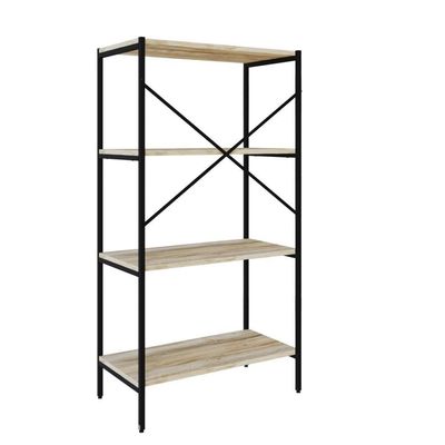 Estante C/04 Prateleiras 118x60x33cm Tub Tueh1164 Carvalho - Est.preta Carvalho / Est.preta
