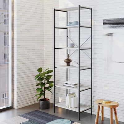 Estante C/06 Prateleiras 186x60x33cm Tub Tueh1866 Snow - Est.preta Snow / Est.preta