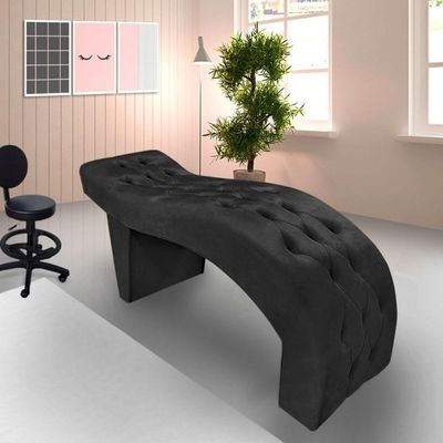 Maca Estofada Capitonê Clínica Salão Estética Suede Eduarda Cor:preto