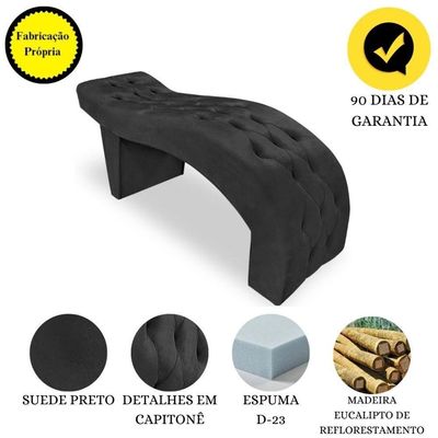Maca Estofada Capitonê Clínica Salão Estética Suede Eduarda Cor:preto