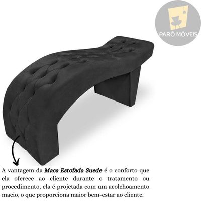 Maca Estofada Capitonê Clínica Salão Estética Suede Eduarda Cor:preto