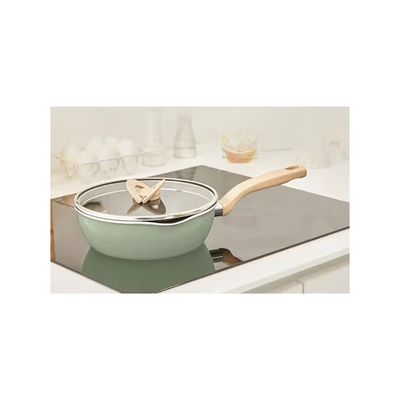 Panela Wok Tefal One Pick Pot 22cm Alumínio Antiaderente Indução Tampa Vidro Verde Verde
