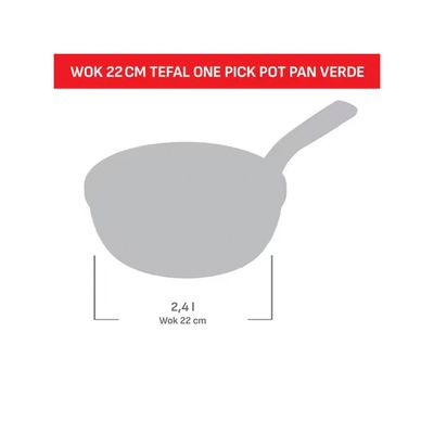 Panela Wok Tefal One Pick Pot 22cm Alumínio Antiaderente Indução Tampa Vidro Verde Verde
